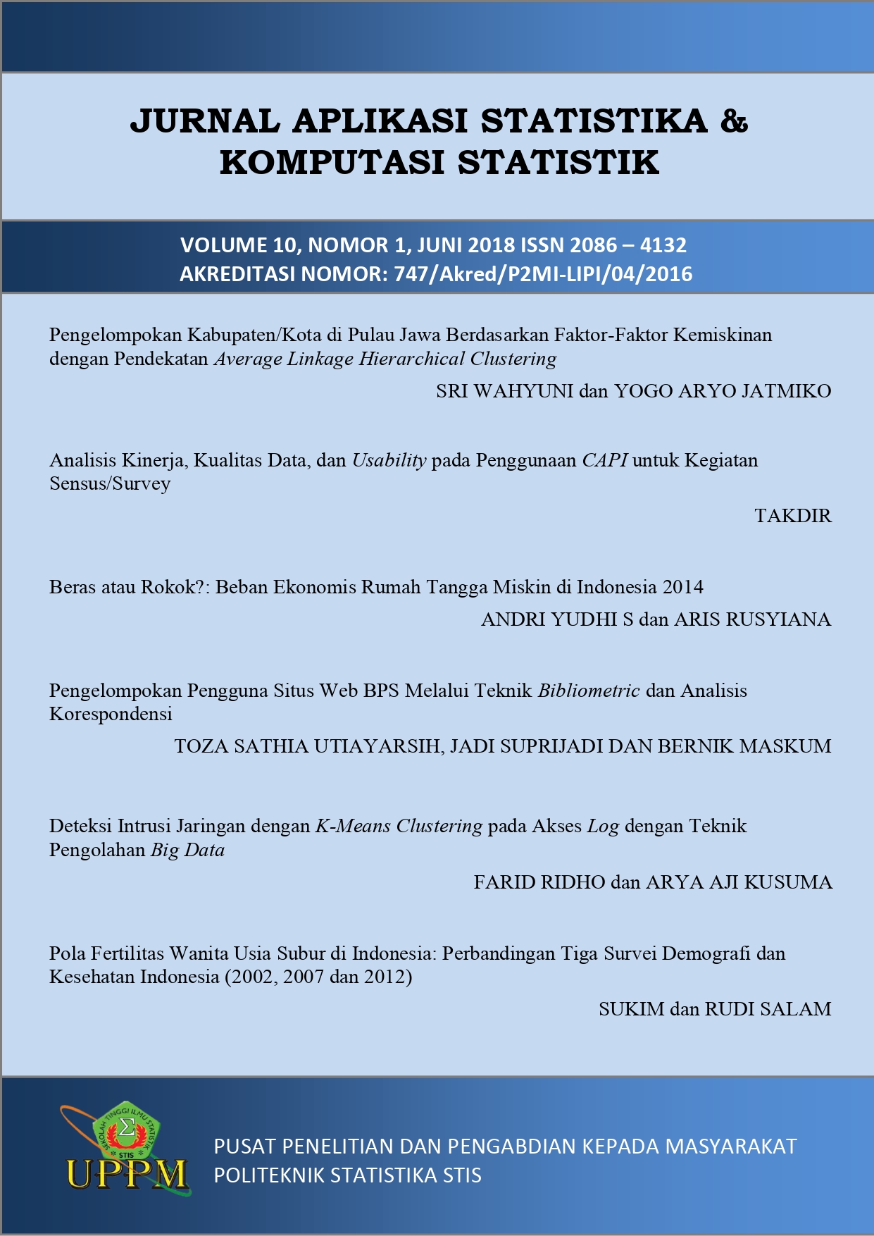					View Vol. 10 No. 1 (2018): Journal of Statistical Application and Computational Statistics
				