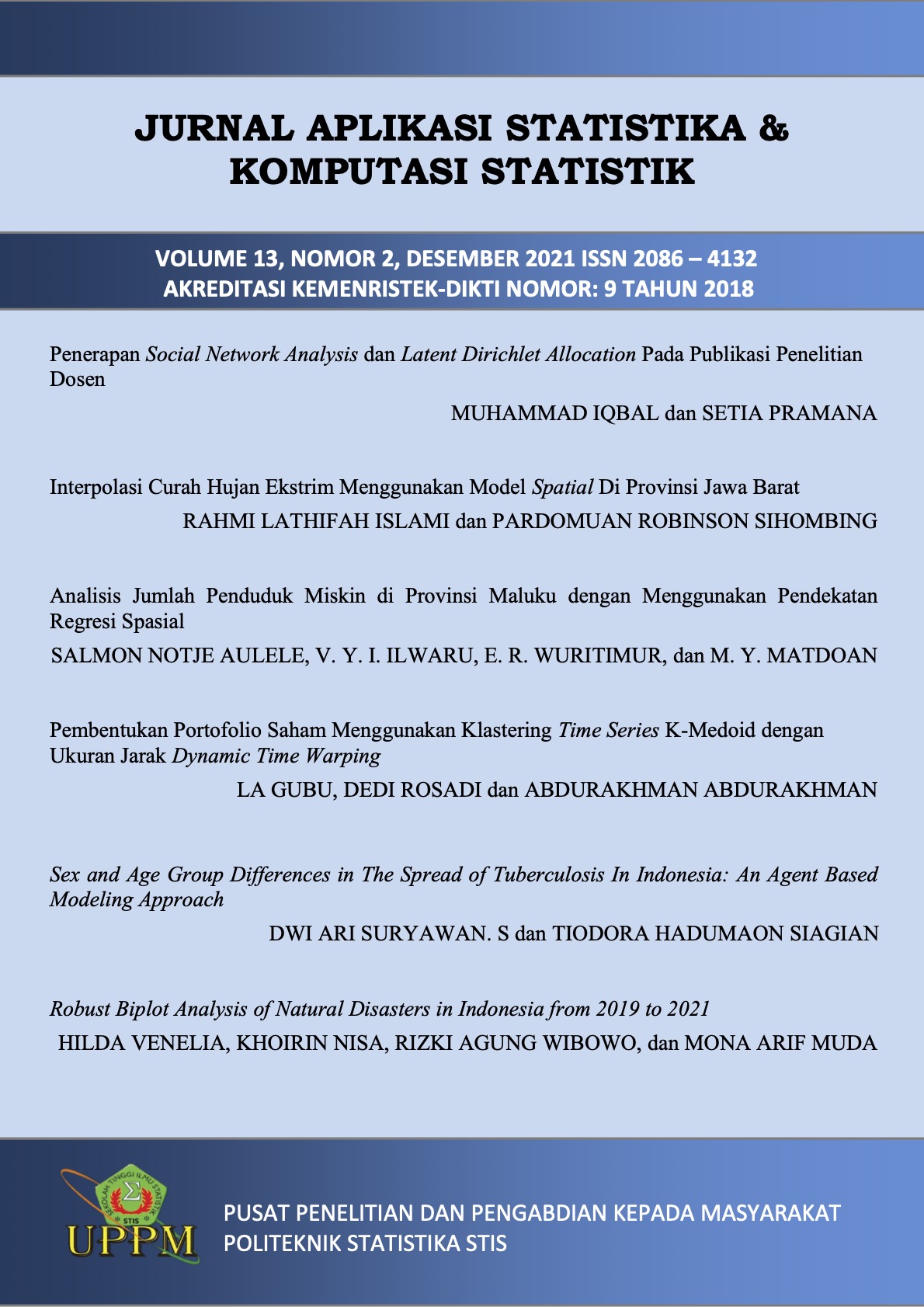 					View Vol. 13 No. 2 (2021): Journal of Statistical Application and Computational Statistics
				
