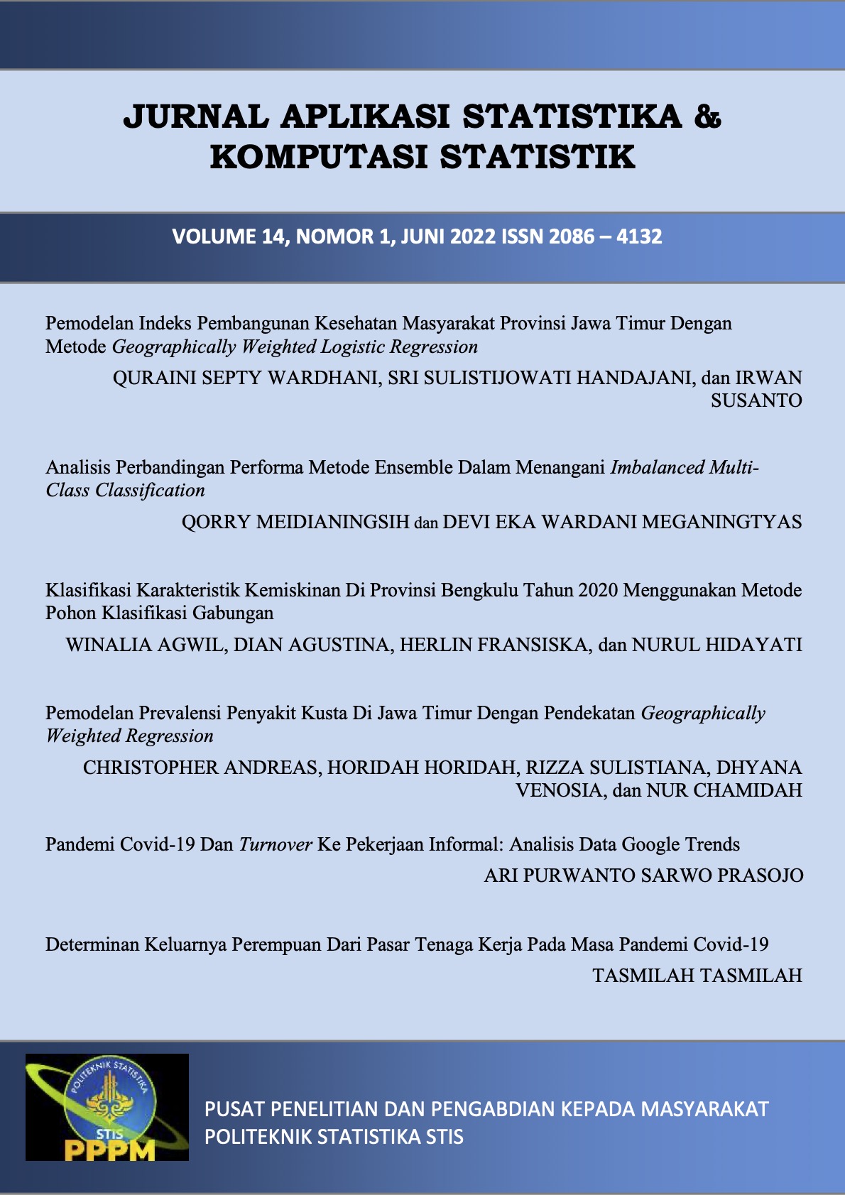 					View Vol. 14 No. 1 (2022): Journal of Statistical Application and Computational Statistics
				