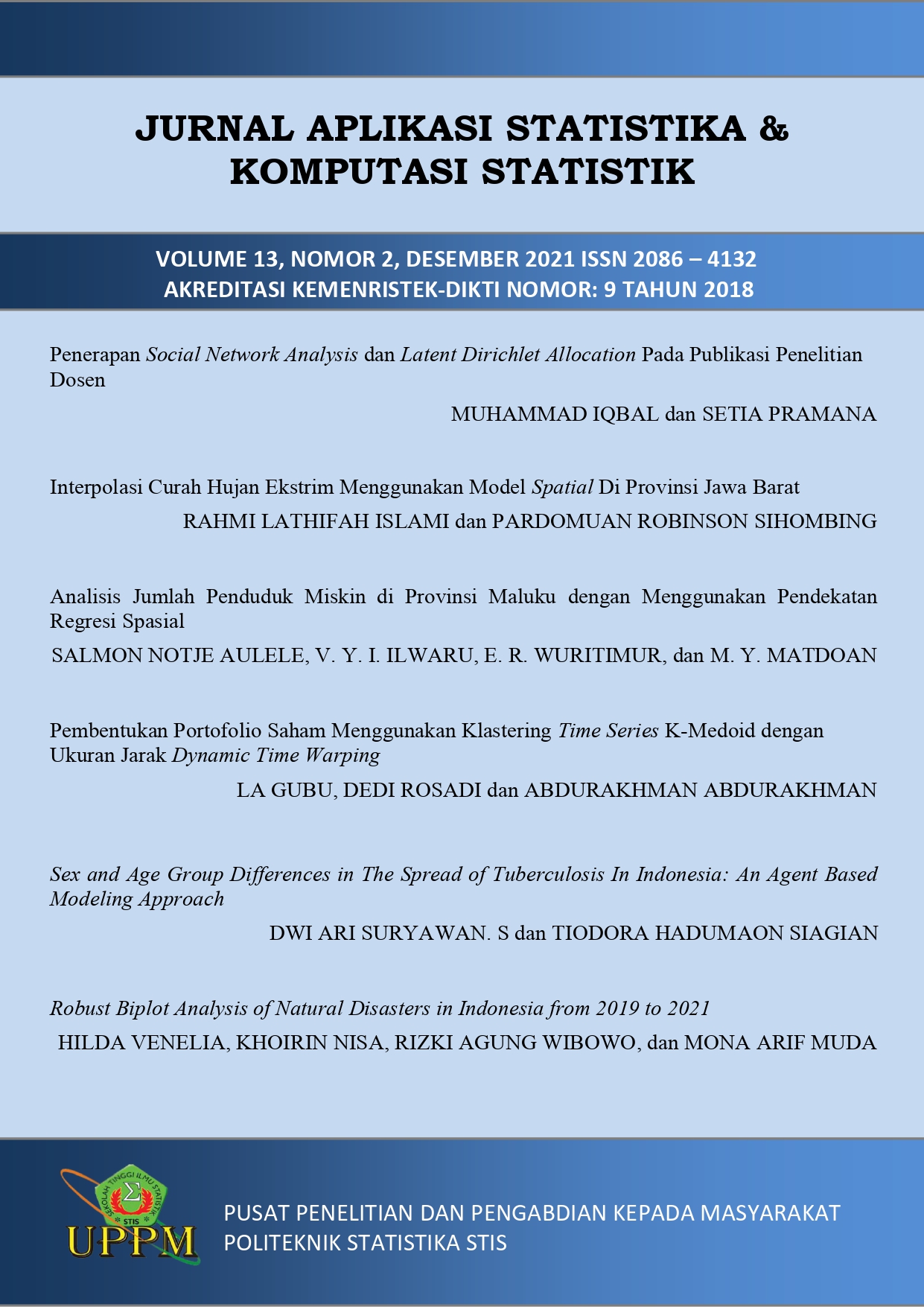 					View Vol. 14 No. 2 (2022): Journal of Statistical Application and Computational Statistics
				