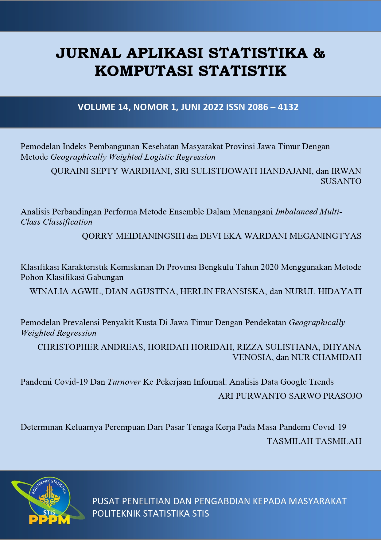 					View Vol. 15 No. 1 (2023): Journal of Statistical Application and Computational Statistics
				