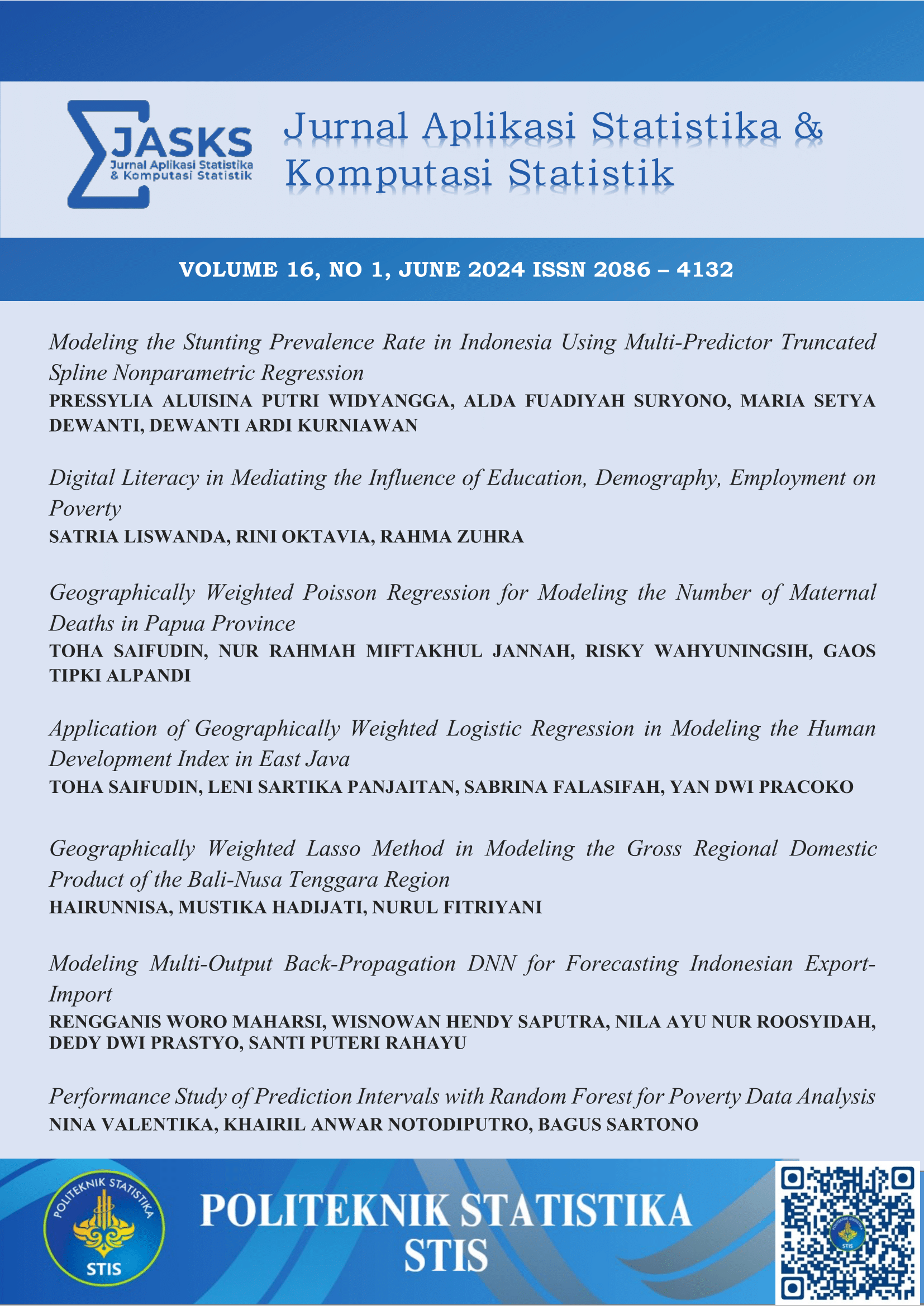 					View Vol. 16 No. 1 (2024): Jurnal Aplikasi Statistika & Komputasi Statistik
				
